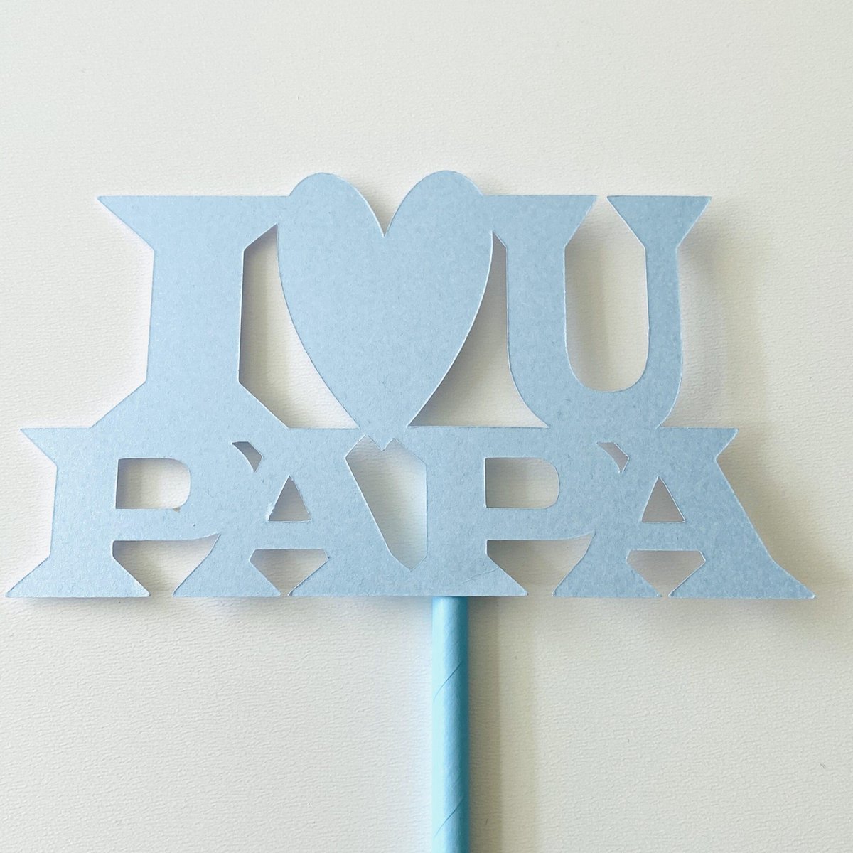 Taart topper | Cake topper | I Love U Papa | Blauw pearl |14 cm | karton